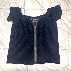 Ribbed zip up crop top
